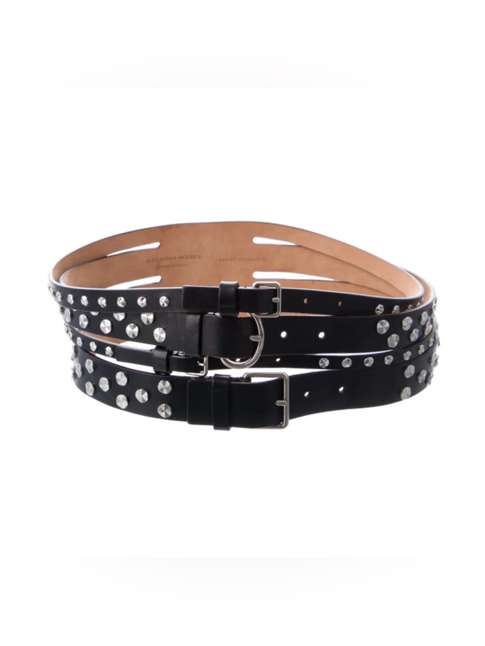 Alexander MCQUEEN Vintage Multi Strap Studded Black Leather Corset Waist Belt 70